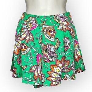 GB‎ Gianni Bini Green Tropical Floral Pleated Shorts Size S